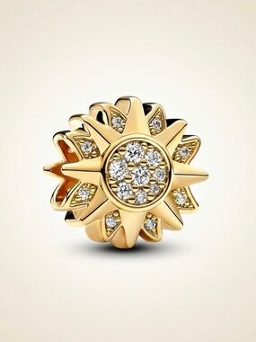 S925 Silver Gold Sun Star Charm 
CZ Stones Pandora Fit Gift New